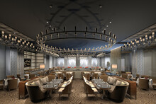 3d render luxury hotel cafe bar interior