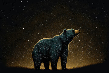 Sticker - Black night sky plenty of stars with Great Bear. Generative AI