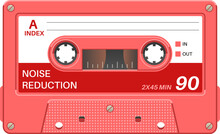Cassette Template. Retro Media Production Tape Side