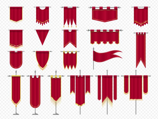 Poster - royal flags. medieval banners and trophy luxury fantasy empty flags recent vector templates