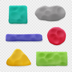 Poster - Plasticine. Realistic templates of geometrical forms different colors and shapes isolated decent vector plasticine set