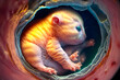 Embryo pregnant cat inside, kitten growth before birth. Generative AI technology.
