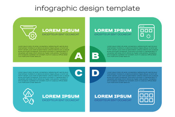 Poster - Set line Cloud hacking, Filter setting, Browser files and Loading data window. Business infographic template. Vector