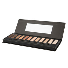 Poster - Eyeshadow palette, in a black case isolated on a white background.