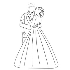 Wall Mural - sketch bride and groom, wedding isolated