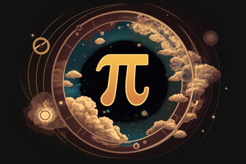 Wall Mural - pi day. science space illustration. iinfinitely concept. generative ai background
