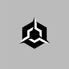 Poster - team logo vector design concept. dynamic hexagon logotype. creative geometric emblem.