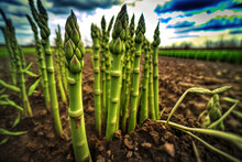 Asparagus Growing In A Field