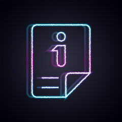 Aufkleber - Glowing neon line Information icon isolated on black background. Vector