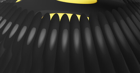 Render with black and yellow rounded background