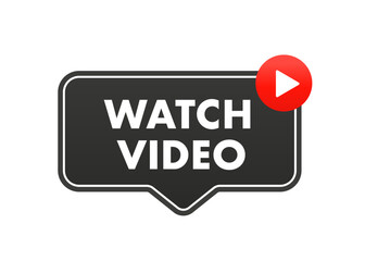 Poster - Watch now vector button in flat style. Play video icon isolated on white background. For website, media player, banner and app. Play video. Web media. Online translation. Vector illustration