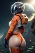 Sexy Female Space Soldier With Big Booty. Generative AI. 