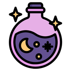 Poster - bottle magic Color line icon