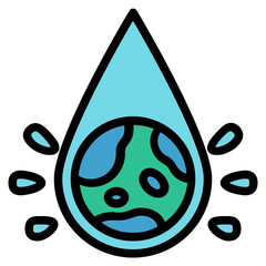 Sticker - water drop world day Color line icon