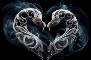 Wall Mural - heart shape made of smoke - By Generative AI