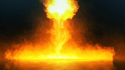 Wall Mural - liquid fire from the sky 4k loop features continuous blasts of fire falling from the sky to a surfac