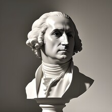 Generative AI Image Featuring The White Marble Bust Of President George Washington. George Washington Was The First President And One Of The Founding Fathers Of The United States Of America.