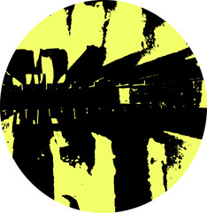 Wall Mural - Black and yellow grunge texture circle shape png