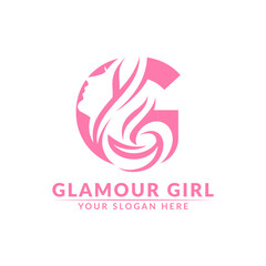 Poster - Abstract Initial Letter G Logo Design Combined with Girl Face Concept.