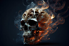 Skull In Flames - By Generative AI