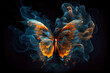 Spirit animal butterfly on black background - By Generative AI