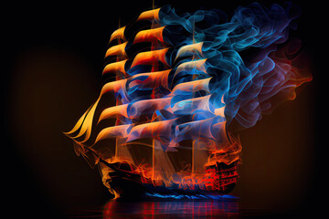 Wall Mural - Ghost pirate ship - By Generative AI