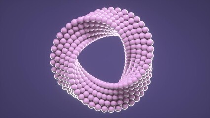 3D loop animation of spinning balls molded into uneven circle