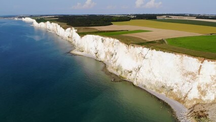 Canvas Print - Picturesque panoramic landscape of white chalk cliffs near Mers-les-Bains, Somme, Hauts-de-France department of Normandy in France