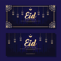 Wall Mural - eid al fitr mubarak horizontal banner social media template