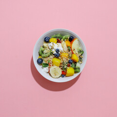 Wall Mural - Muesli with fruits served in bowl