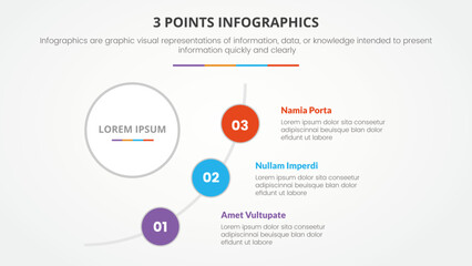 Aufkleber - 3 points or stages infographic concept with one big center circle and small circle connected for slide presentation