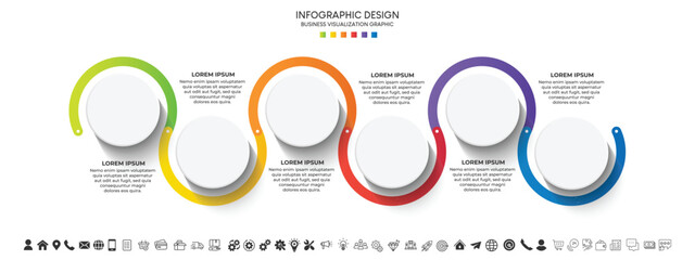 Wall Mural - Steps business data visualization timeline process infographic template design with icons