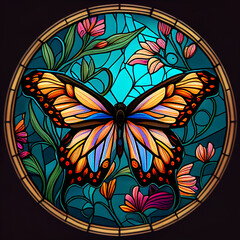 Wall Mural - stained glass butterfly