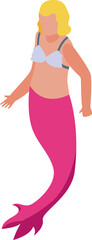 Wall Mural - Summer mermaid icon isometric vector. Cute girl. Happy character