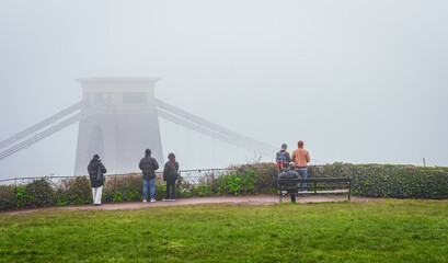 people looking at Clifton suspension bridge in Bristol, England