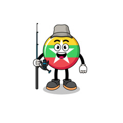 Poster - Mascot Illustration of myanmar flag fisherman