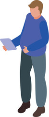 Poster - Man loss weight icon isometric vector. Diet app. Phone fitness