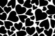 Czarno-biały wzór w ręcznie rysowane serca. Ładny romantyczny nadruk. Walentynkowa tekstura, ślubna inspiracja. Wzór powtarzalny.