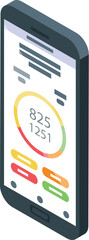 Poster - Phone diet app icon isometric vector. Food smart. Digital plan
