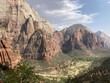 Panoramic view of the Zion Canyon with the river at the bottom