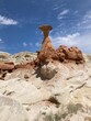 a mushroom like sandstone formation on the Toadstool Hoodoos trail in Utah