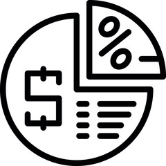 Aufkleber - Cashback pie chart icon outline vector. Cash back. Business refund
