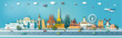 Travel landmark europe with city downtown architecture skyline and europe tourism.