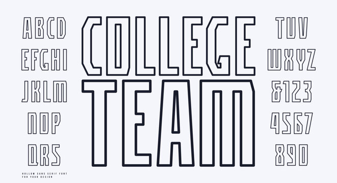 Hollow sans serif font in the sport style