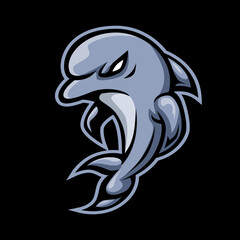 Dolphin mascot logo design vector with modern illustration concept style for badge, emblem and t-shirt printing. Illustration of a dolphin carrying a crystal ball for esports team