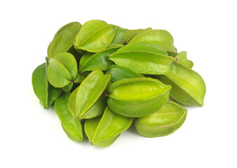 Heap of star fruits or carambola isolated on white background.