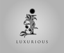 Initial I Luxury Logo Icon. Classic Floral I Letter Logo Design Vector..