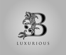 Initial B Luxury Logo Icon. Classic Floral B Letter Logo Design Vector..