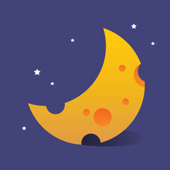 Wall Mural - yellow cheese moon