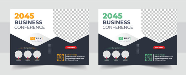 Wall Mural - business webinar invitation design, webinar and business conference social media banner template, on